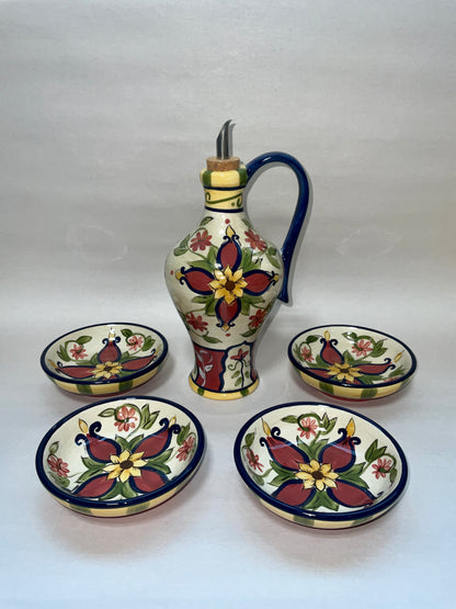 Vallarta Pier 1 Hand Painted Earthenware Oil Cruet Set