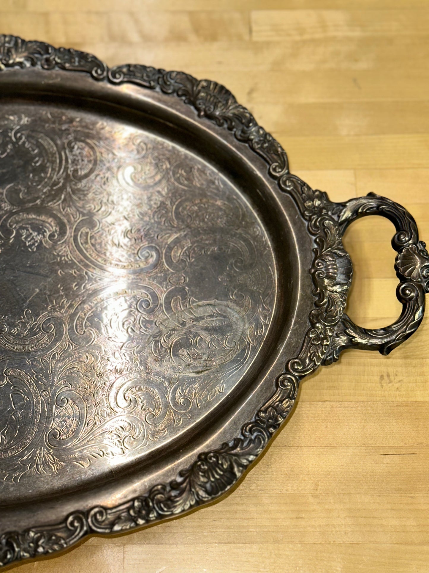 Vintage EPCA Bristol Silverplate 4-Piece Tea Set with Ornate Tray – Teapot, Sugar Bowl, Creamer & Serving Tray
