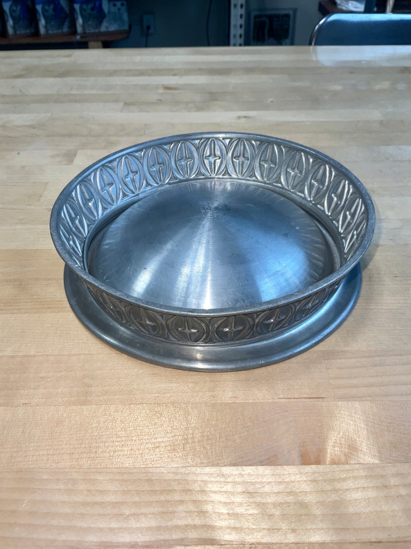 Antique Haugrud Norway Pewter Holy Water Dish - Trinket Box/Jewelry Coin Desk Dresser Organizer