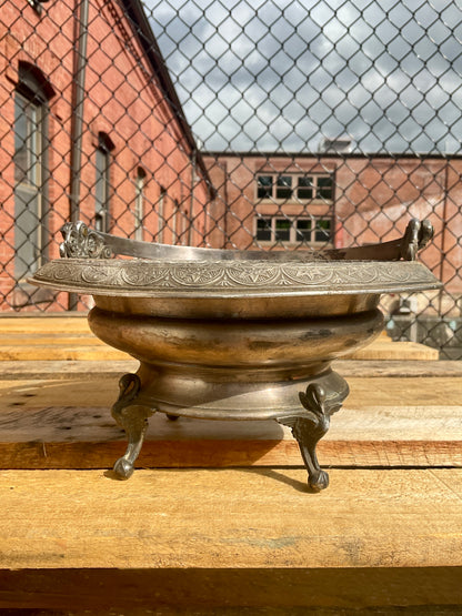 Antique Derby Silver Plate Basket Quadruple Relish Dish W Holder