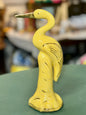 Vintage Yellow Ceramic Crane Figurine with Gold Accents
