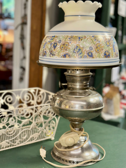 Vintage Paisley Glass Shade Student Lamp – Electrified Metal Base