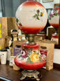 Vintage Gone with the Wind Style Red Floral Hurricane Lamp