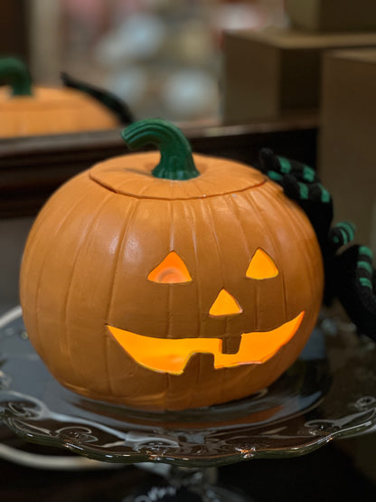 Lighted Ceramic Halloween Pumpkin Decoration
