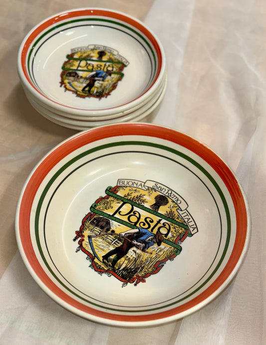 Italian Pasta Bowl Set Buona San Remo – 5 Piece Ceramic Serving Set