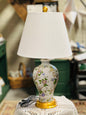 Vintage Floral Porcelain Table Lamp with Gold Base