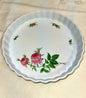Vintage Porcelain Tart Dish with Pink Rose Design