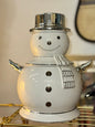 Christmas Ceramic Snowman Cookie Jar with Silver Accents