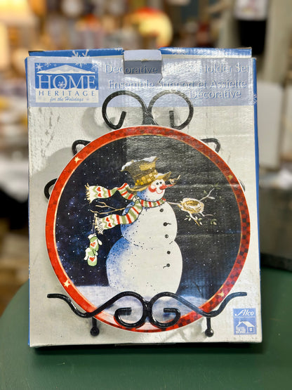 Decorative Ceramic Plate & Holder Holiday Set