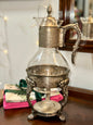 Vintage Silver-plate & Glass Coffee / Tea Carafe with Warming Stand