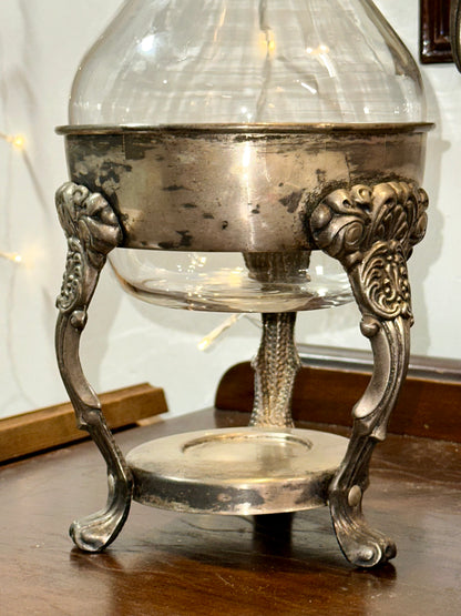 Vintage Silver-plate & Glass Coffee / Tea Carafe with Warming Stand