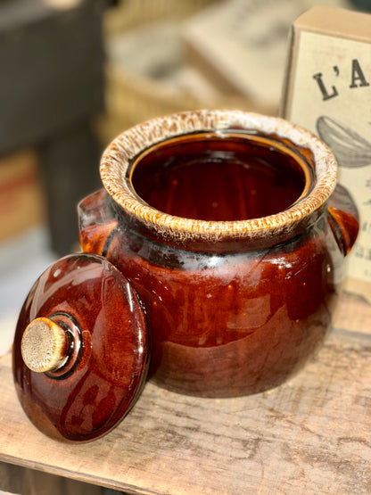 Vintage Brown Glazed Stoneware Crock Set – Rustic Kitchen Storage