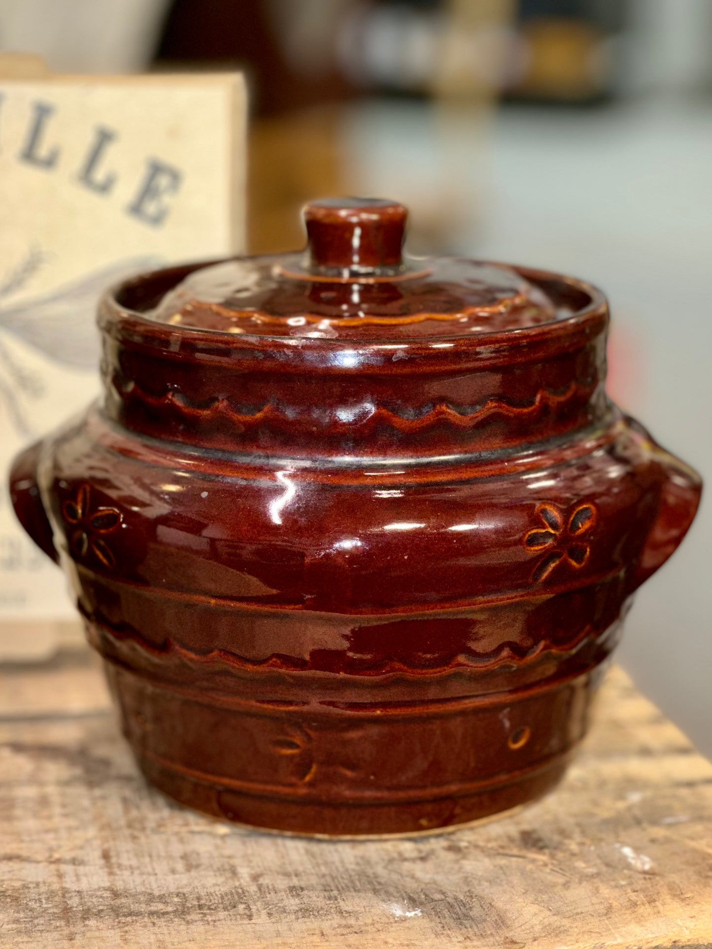Vintage Brown Glazed Stoneware Crock Set – Rustic Kitchen Storage