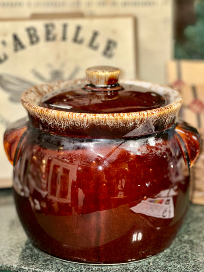 Vintage Brown Glazed Stoneware Crock Set – Rustic Kitchen Storage