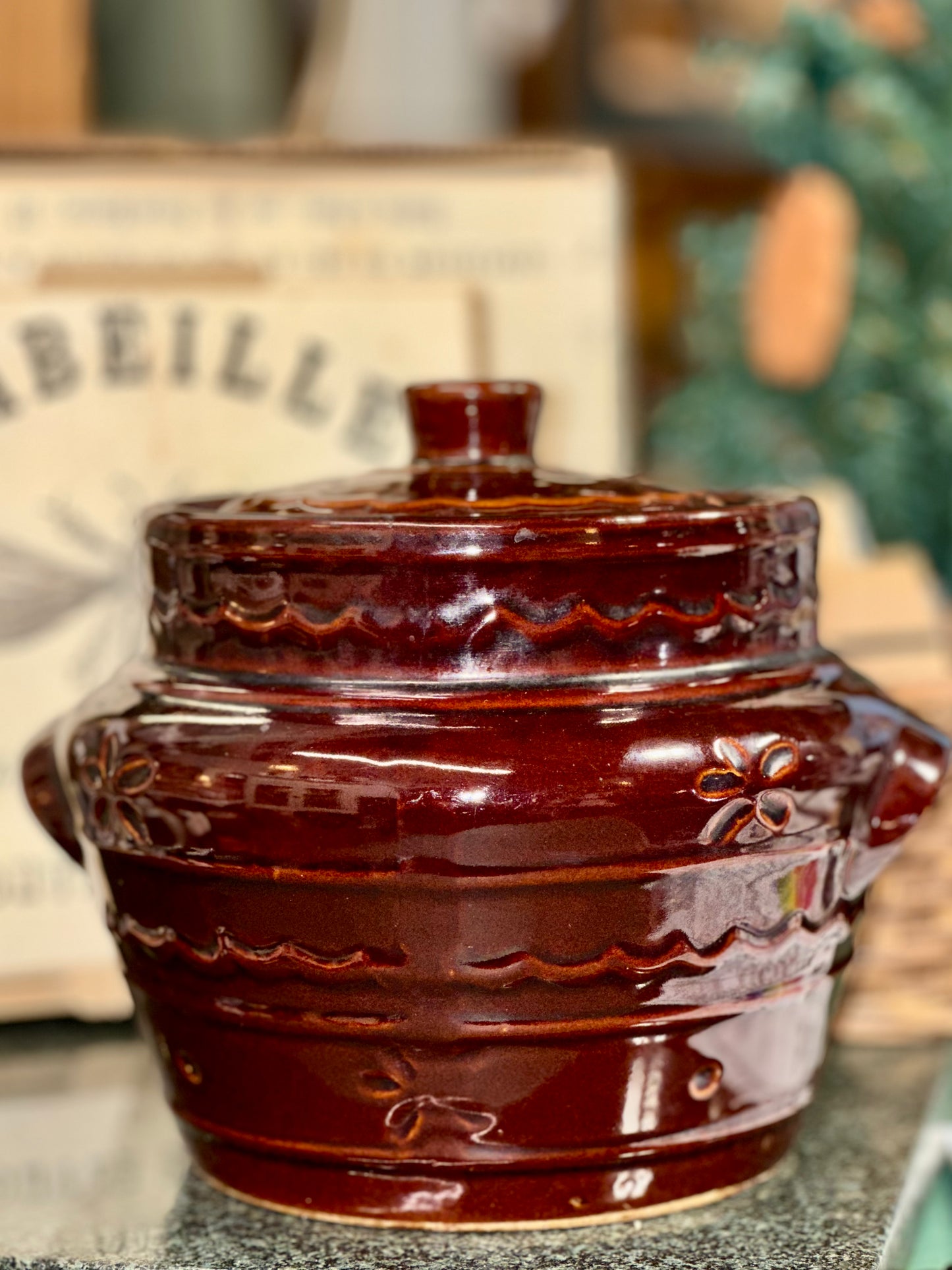 Vintage Brown Glazed Stoneware Crock Set – Rustic Kitchen Storage