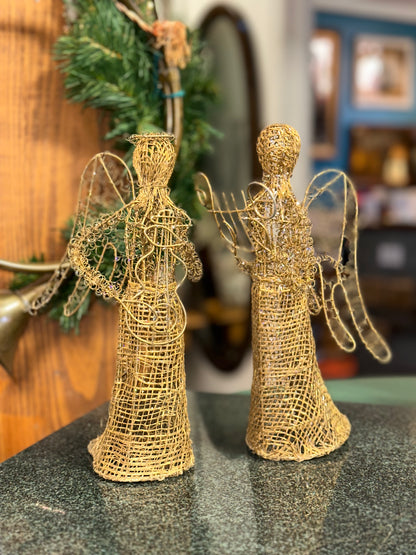 Decorative Metal Wire Angels (Set of 2)