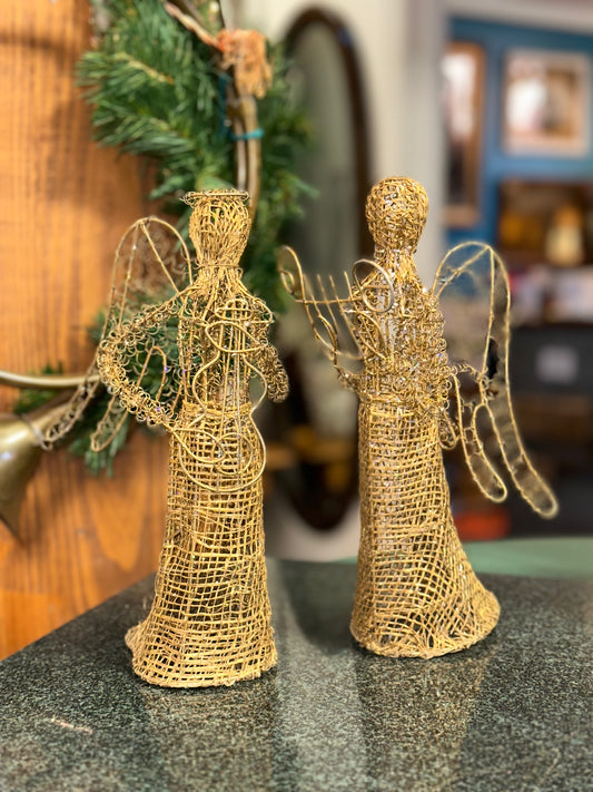 Decorative Metal Wire Angels (Set of 2)