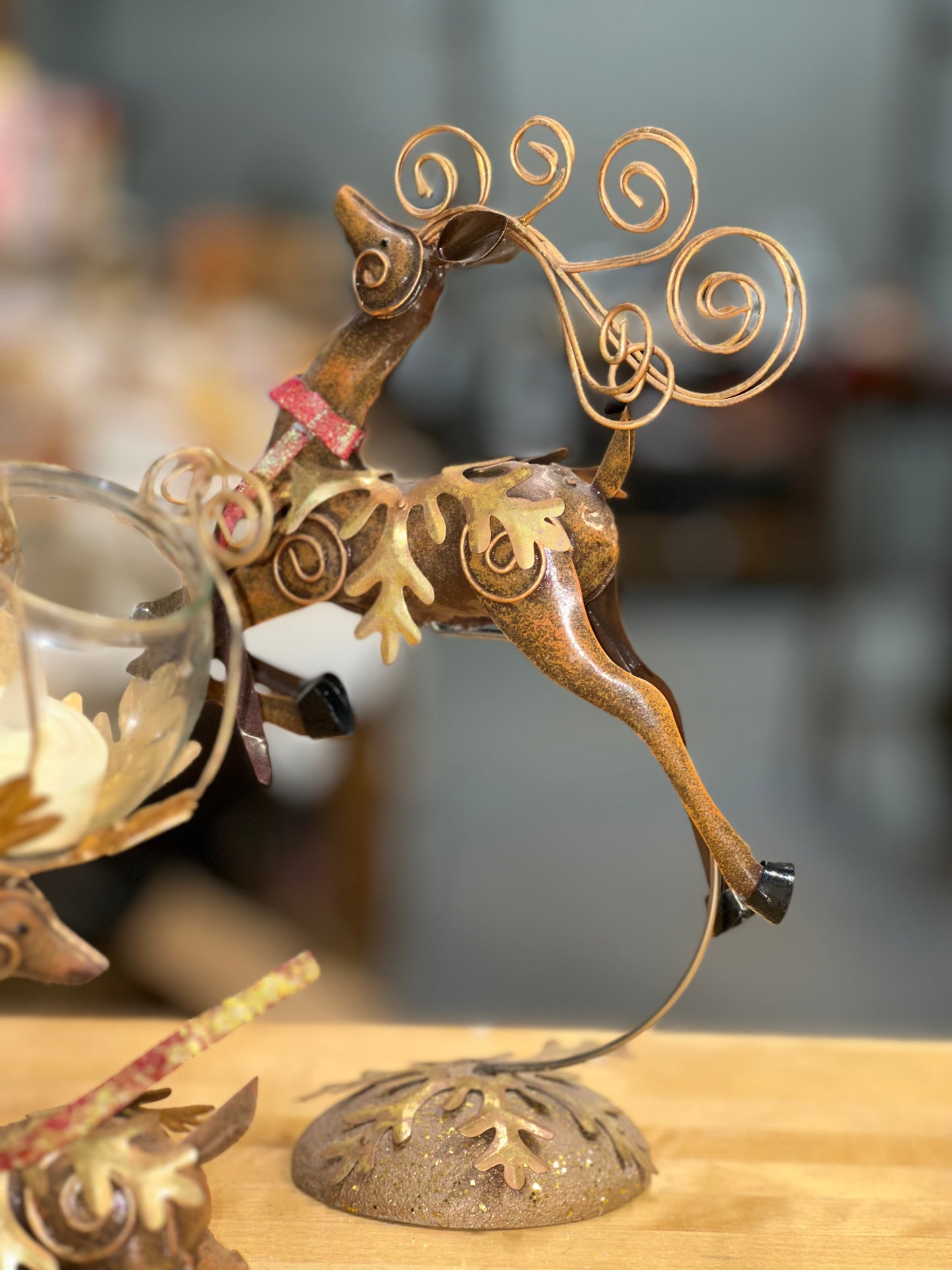 Vintage Ganz Metal Reindeer Candle Holder Figurines Set