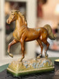 Vintage Cast Metal Prancing Horse Figurine – Painted Spelter, Early–Mid 20th Century