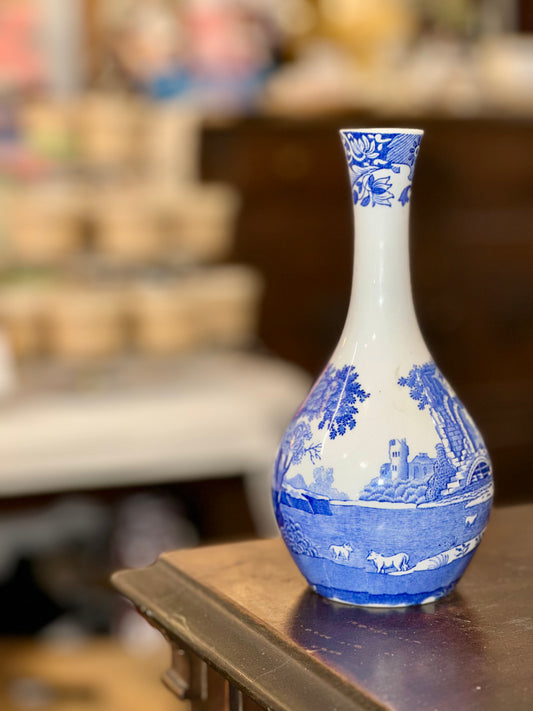 Spode Italian Design Blue & White Porcelain Bud Vase