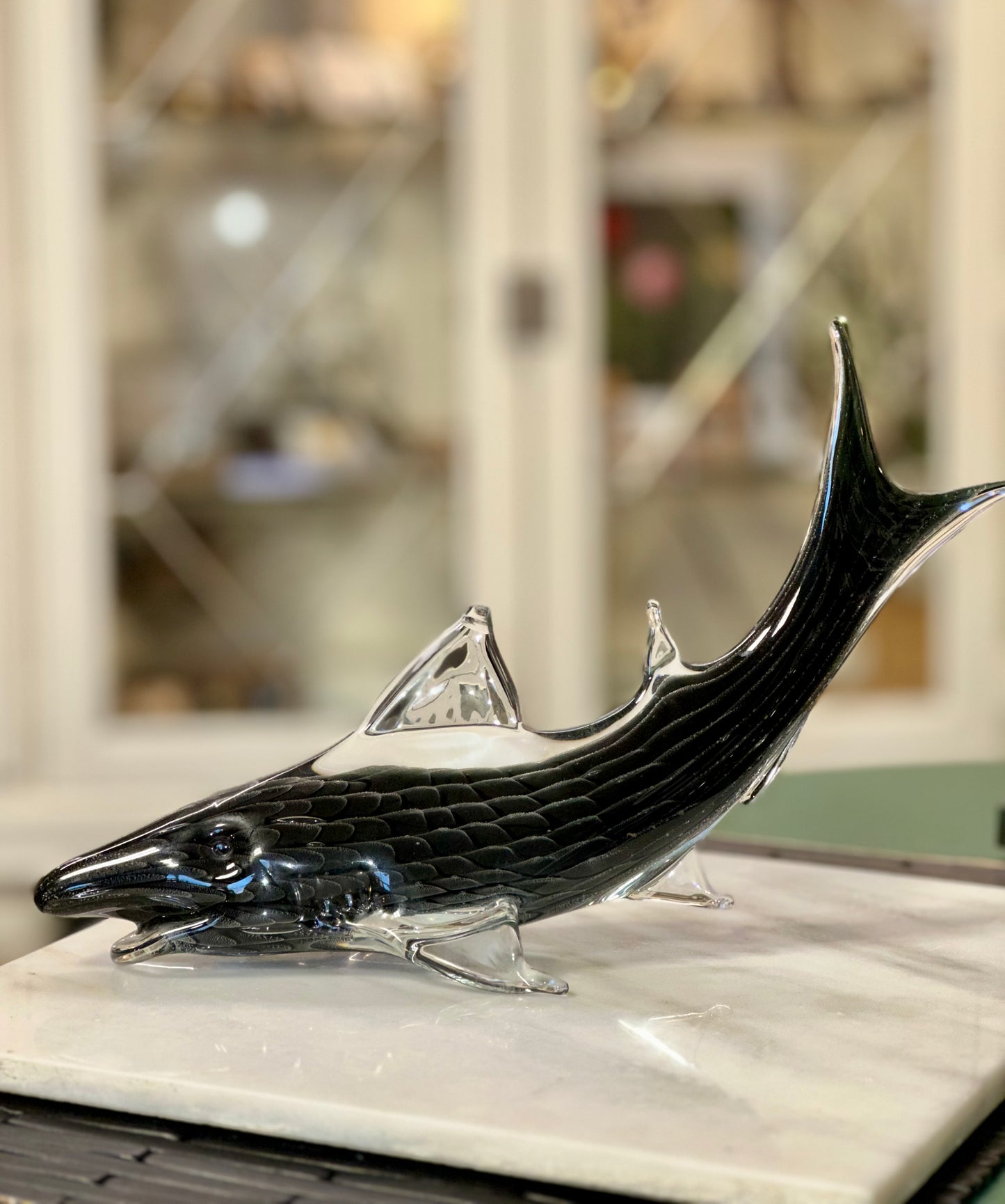 Murano Style Art Glass Shark and Dolphin Sculptures