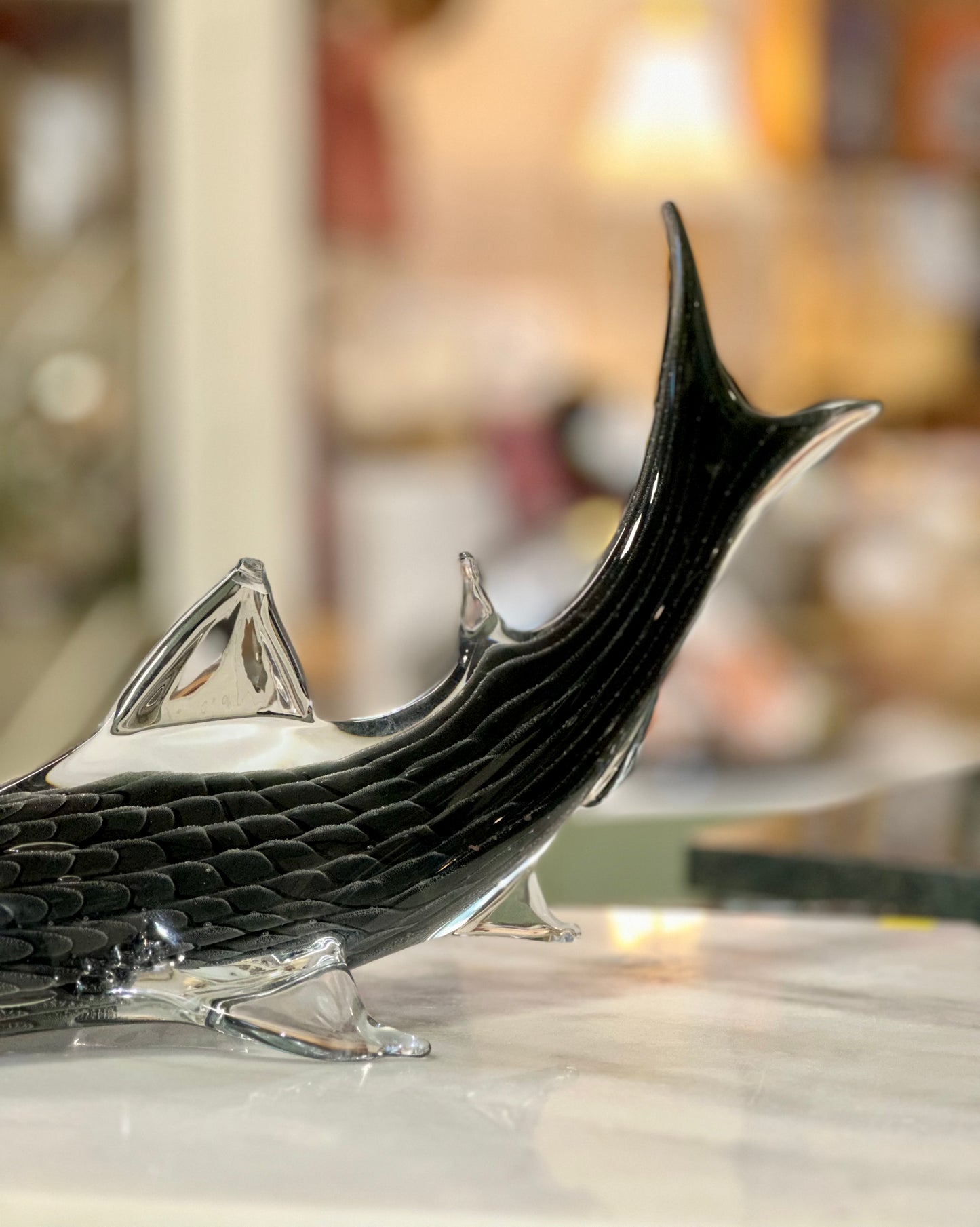 Murano Style Art Glass Shark and Dolphin Sculptures