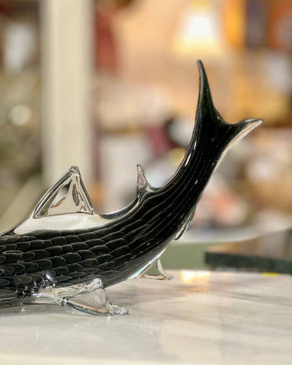 Murano Style Art Glass Shark and Dolphin Sculptures