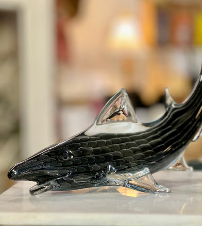 Murano Style Art Glass Shark and Dolphin Sculptures