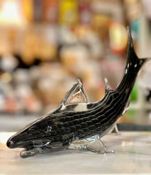 Murano Style Art Glass Shark and Dolphin Sculptures