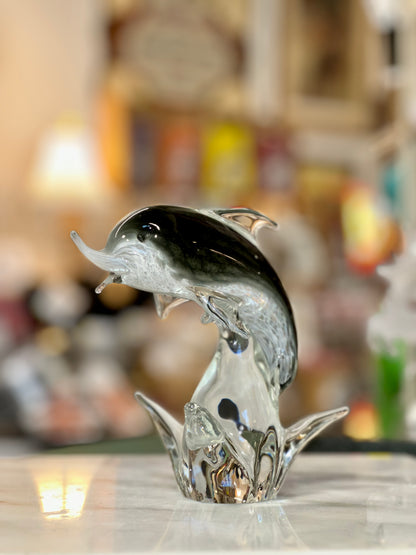 Murano Style Art Glass Shark and Dolphin Sculptures
