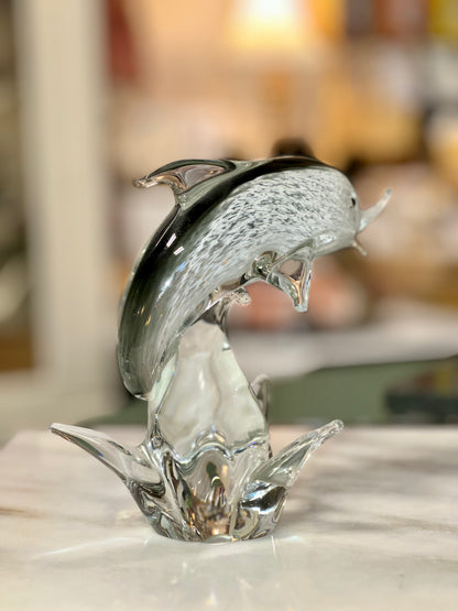 Murano Style Art Glass Shark and Dolphin Sculptures