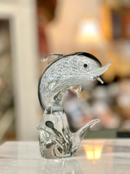 Murano Style Art Glass Shark and Dolphin Sculptures