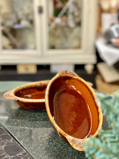 Vintage Hull Pottery Brown Drip Casserole Dish