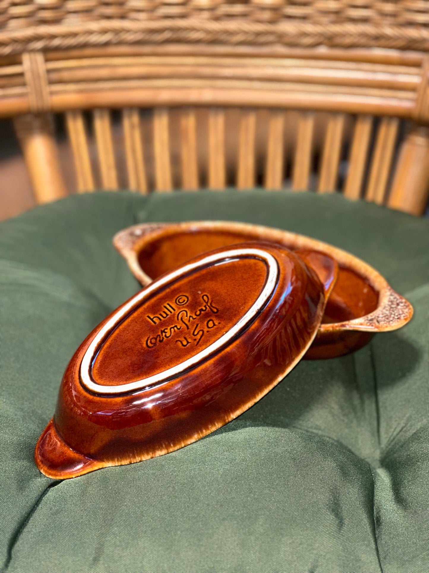 Vintage Hull Pottery Brown Drip Casserole Dish