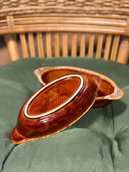 Vintage Hull Pottery Brown Drip Casserole Dish