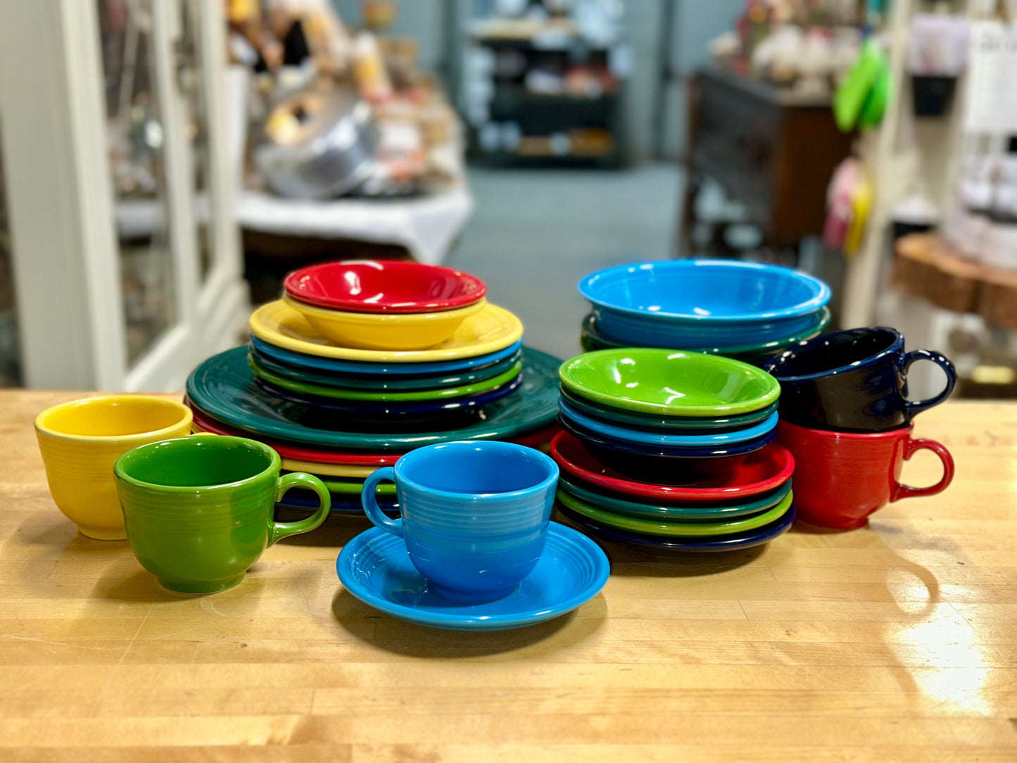 Vintage Multicolor Fiesta-Style Ceramic Plates & Bowls