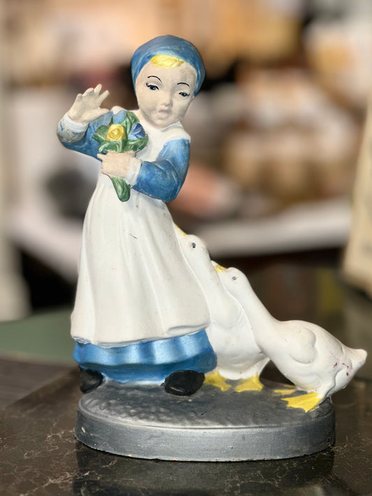 Antique Girl with Geese Decorative Figurine