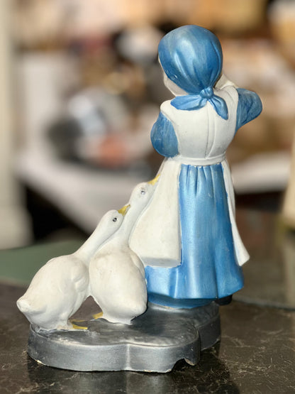 Antique Girl with Geese Decorative Figurine