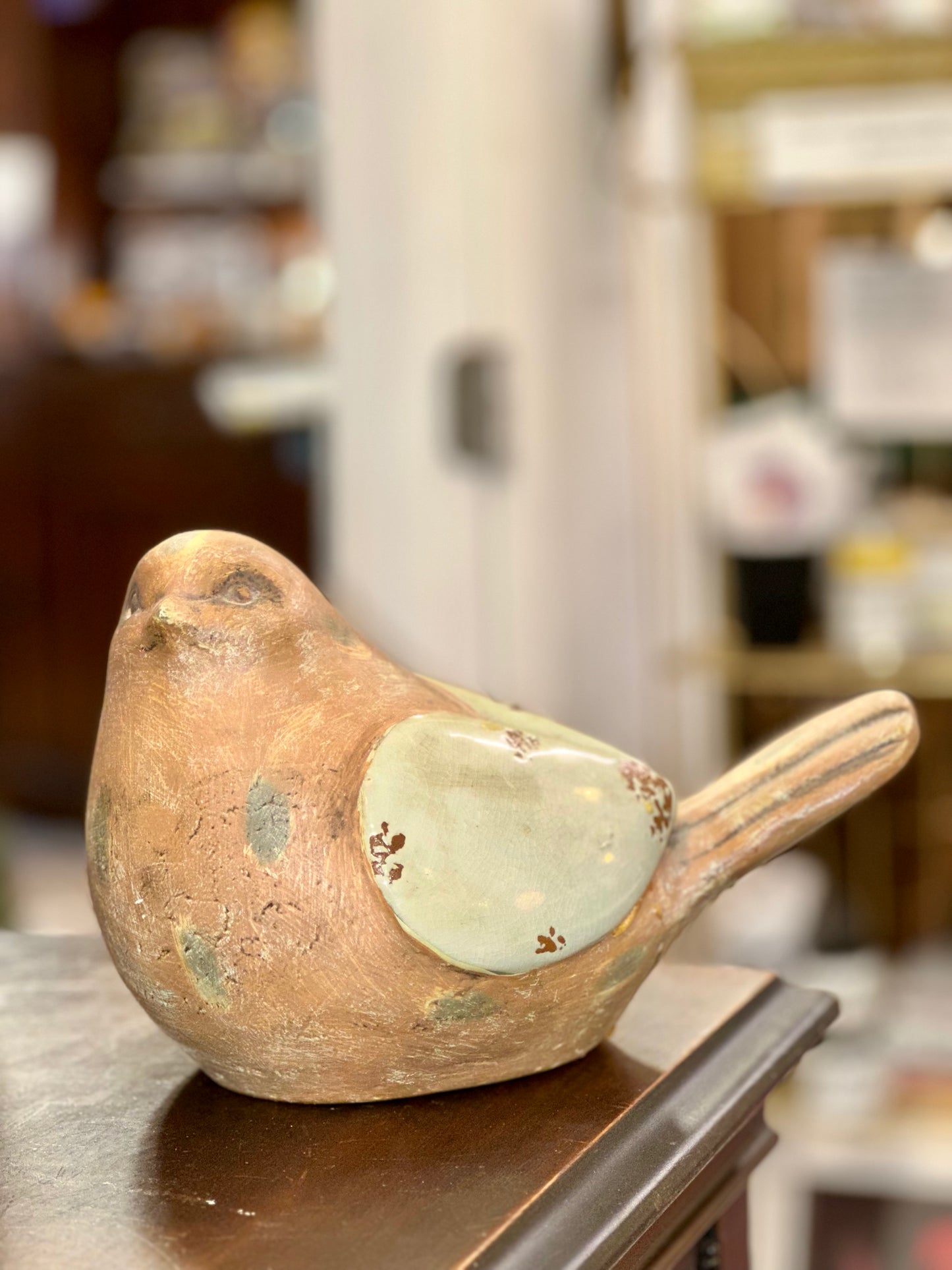 Rustic Vintage Ceramic Bird Figurine