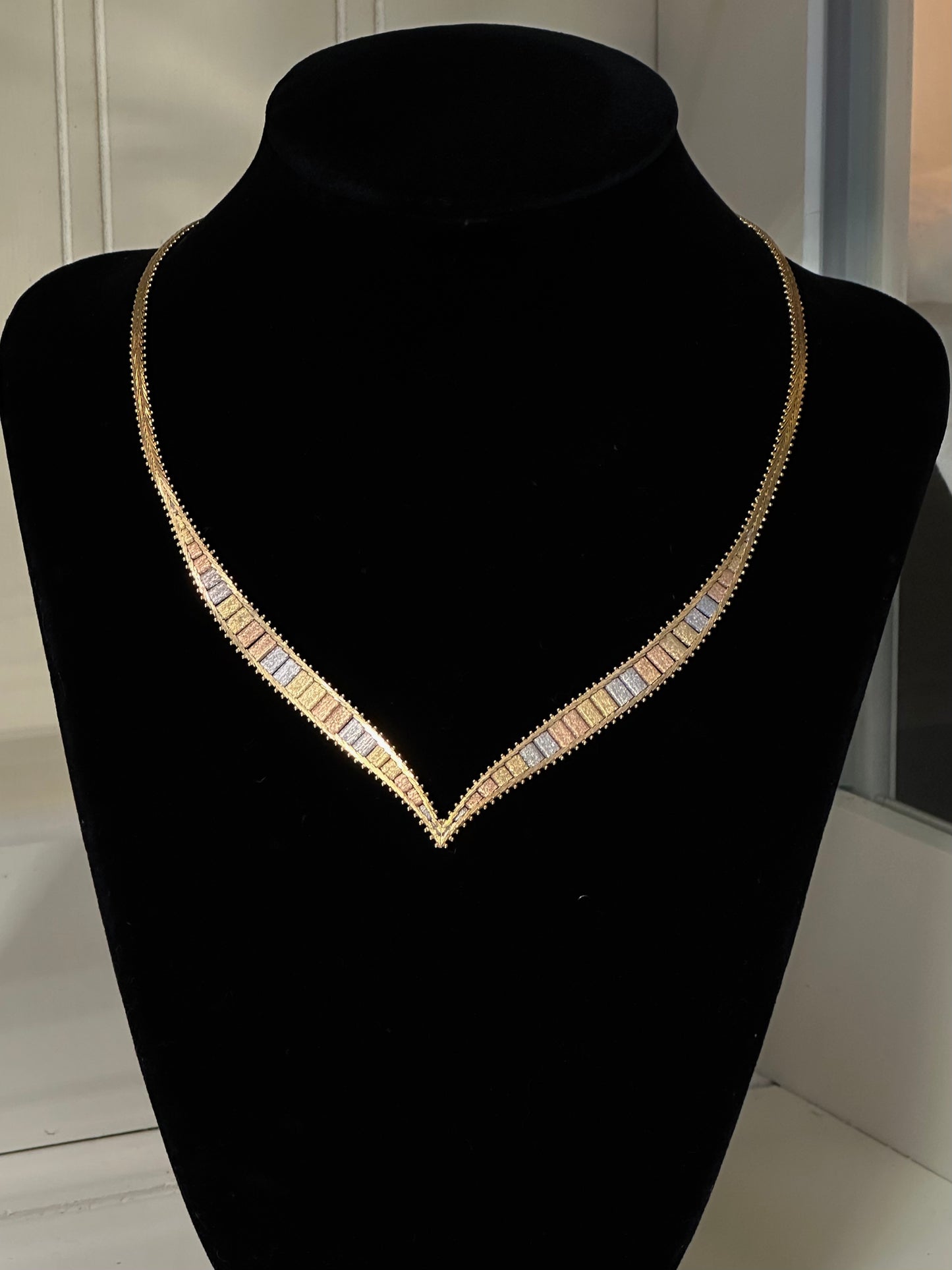 18K tri-color gold necklace
