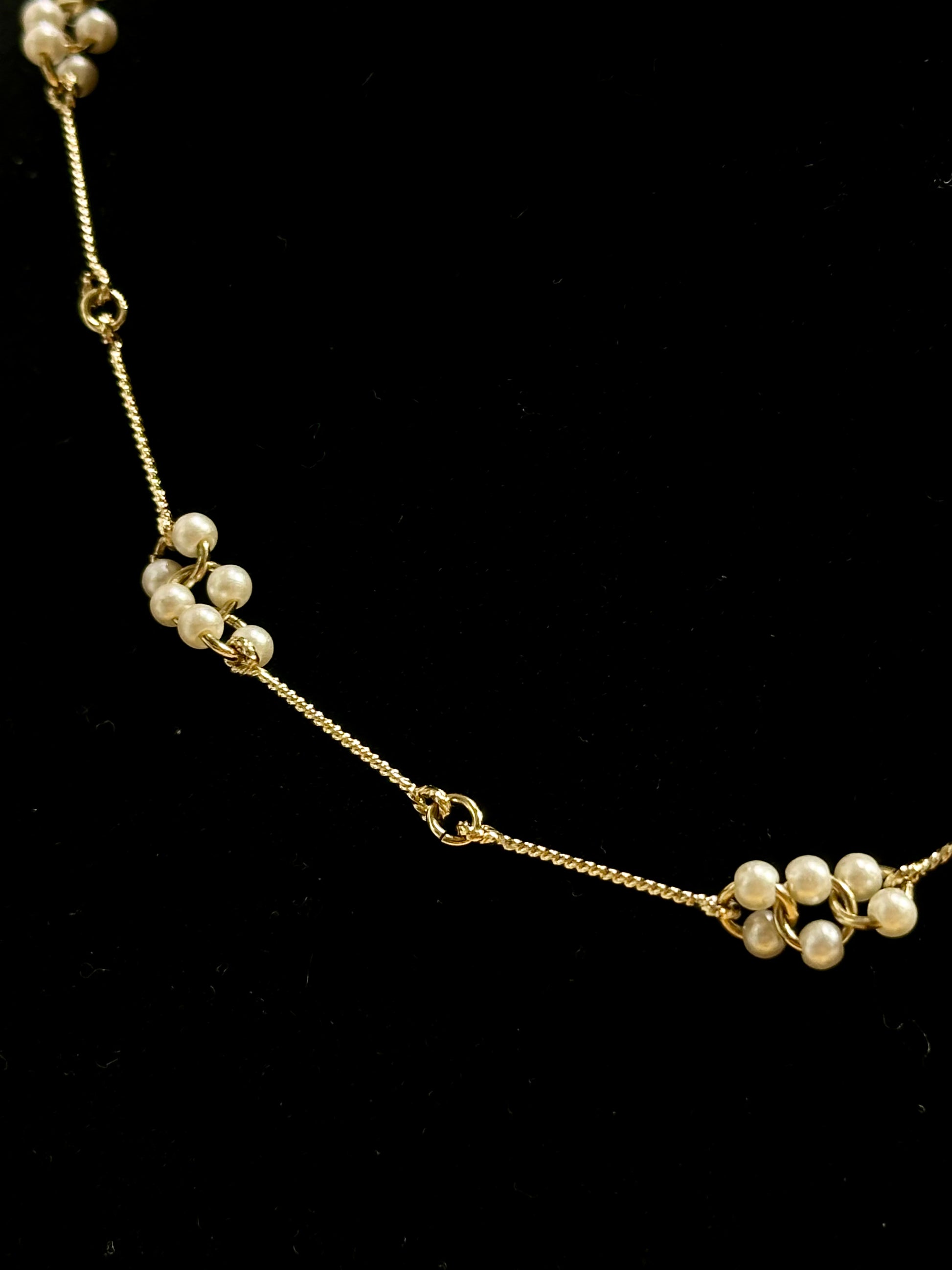 Delicate gold filled chain pearl cluster necklace