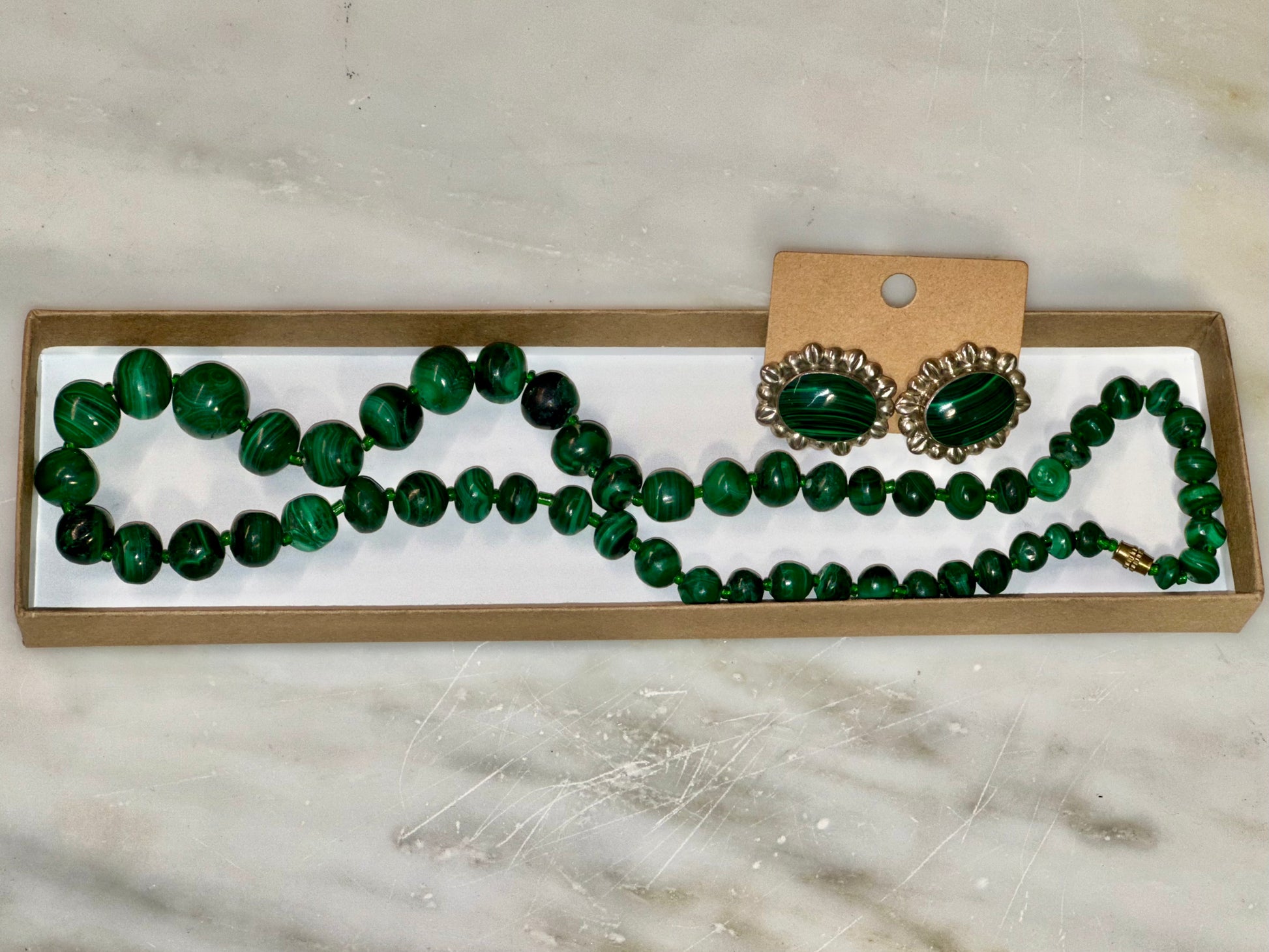 Statement green malachite bead set