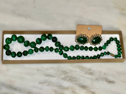 Statement green malachite bead set