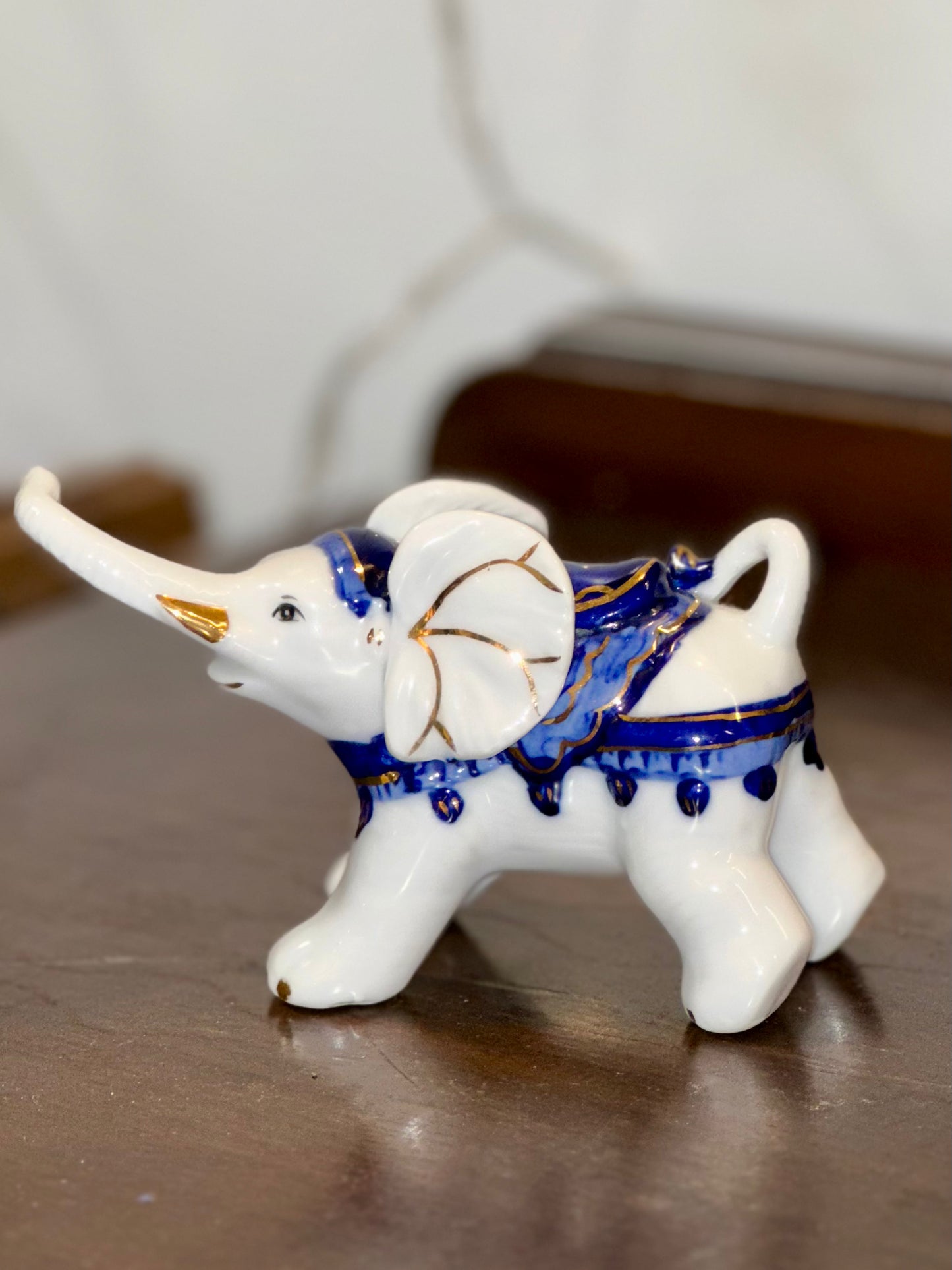 Elephant statue home decor luxury blue gold theme