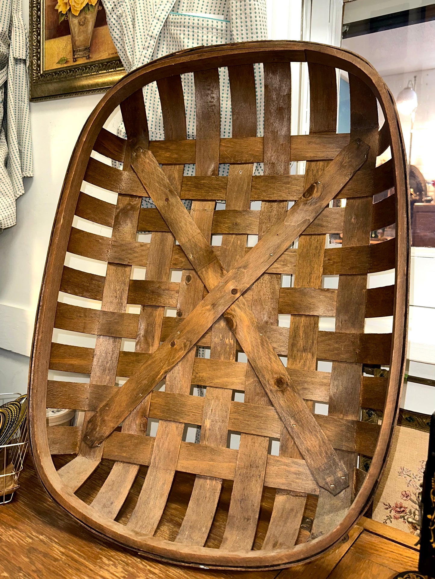 rustic farmhouse wooden basket tray kitchen storage decor