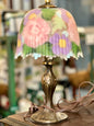 vintage bedside lamp floral glass shade decorative lighting