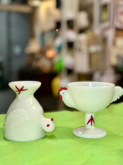 White milk glass egg holder breakfast table decor