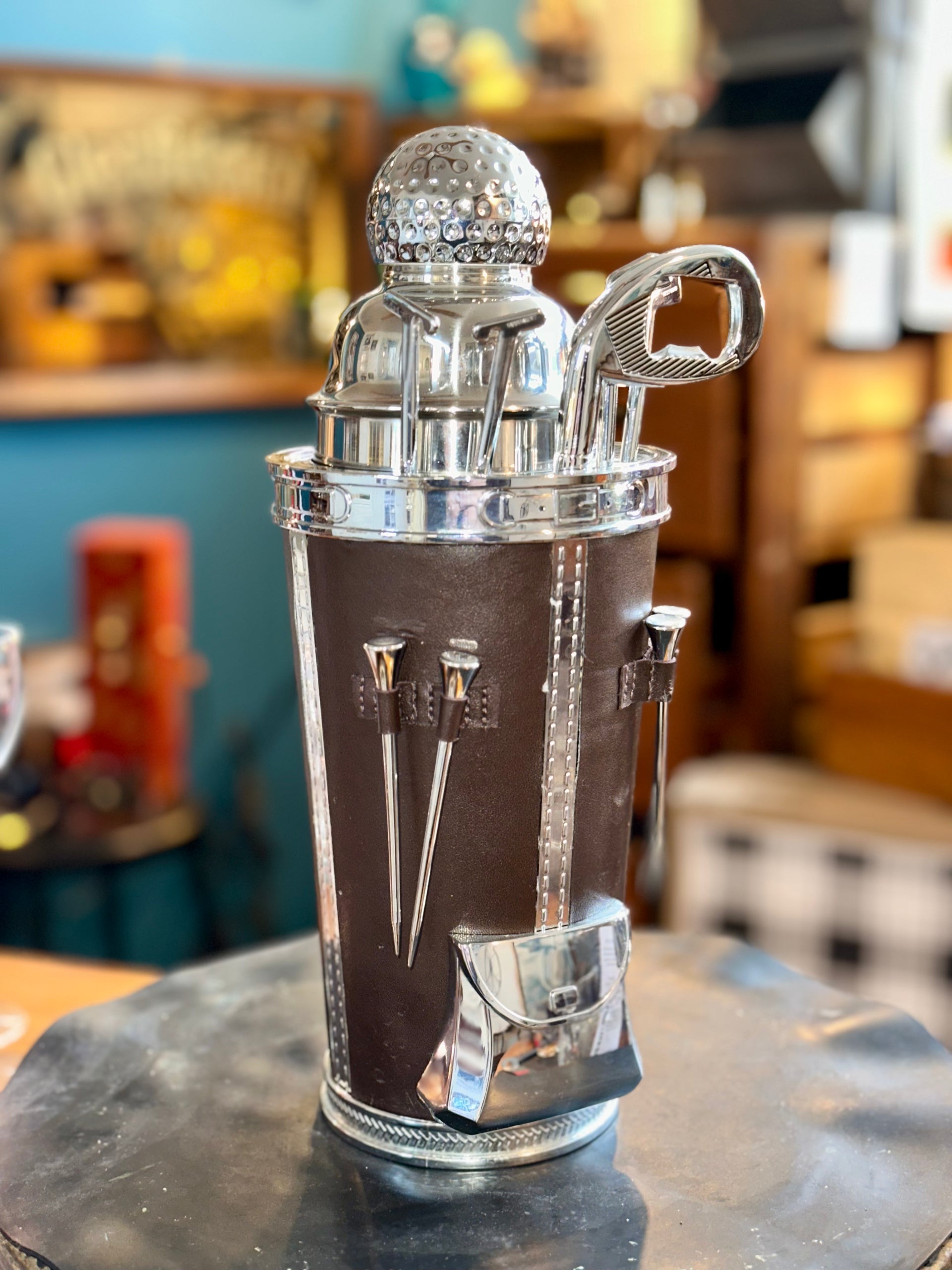 Vintage Golf Bag Cocktail Shaker Set by Godinger | Mid Century