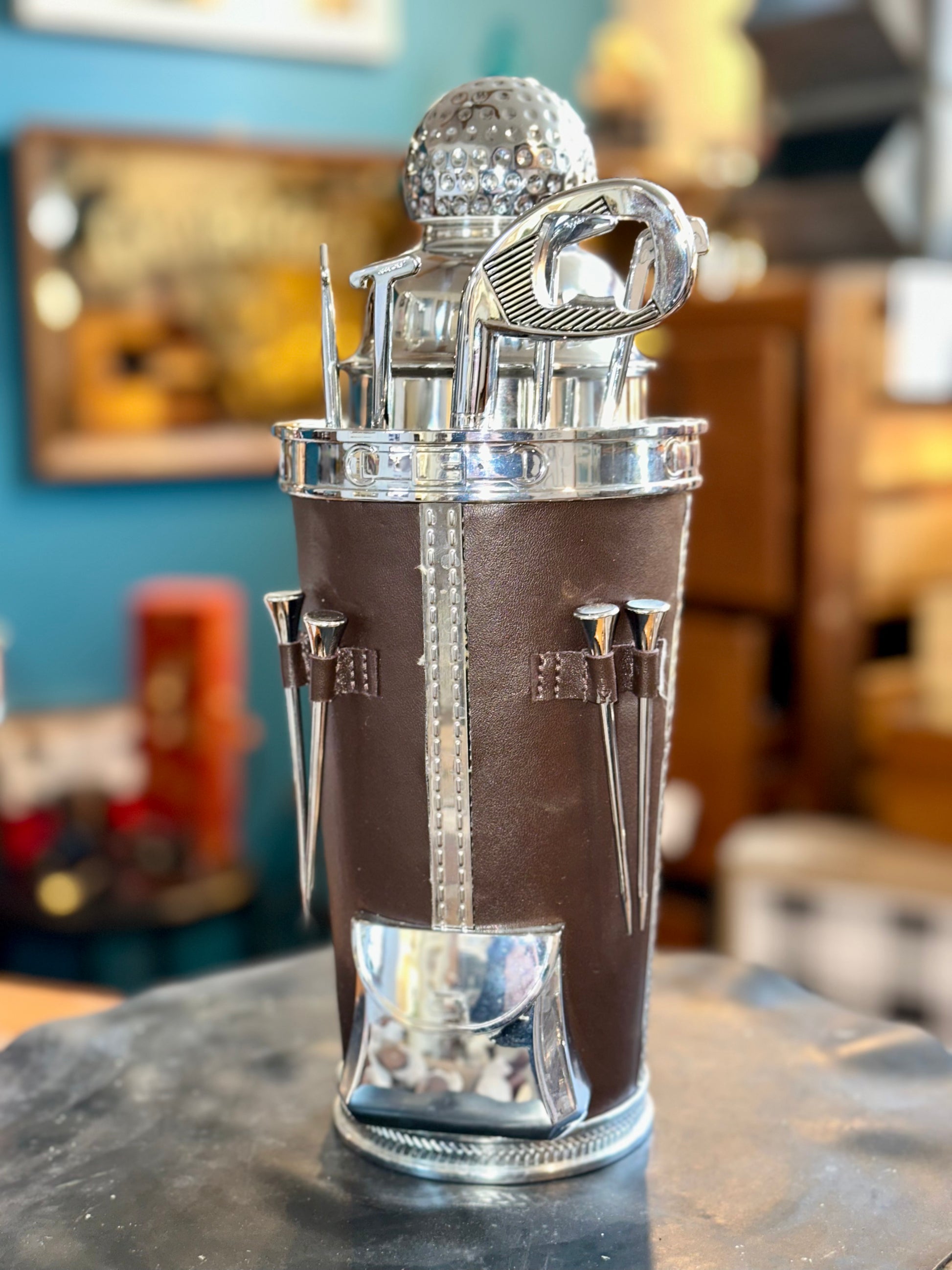 Close-up of Godinger Golf Bag Cocktail Shaker Set