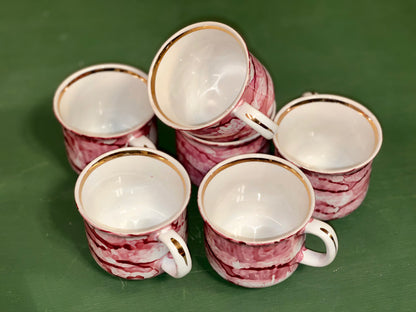 Elegant pink marble tea set vintage European porcelain tea cups